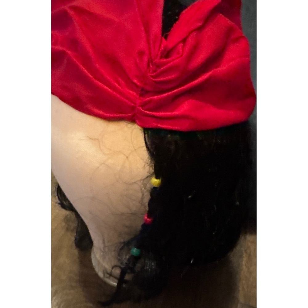 Pirate Wig Wavy Black Hair Beaded Bandana Cosplay Adult Halloween Costume NWOT - Picture 4 of 10